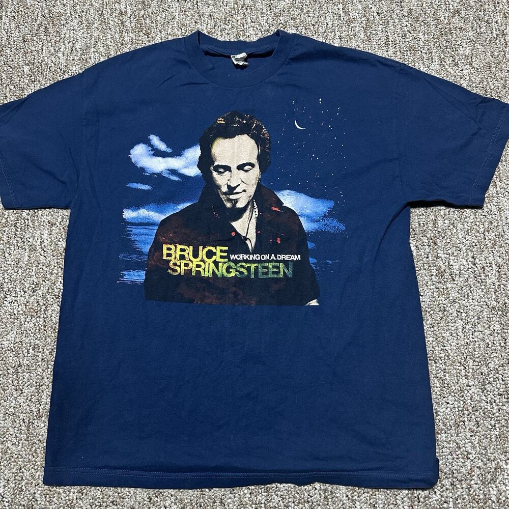 Bruce Springsteen 2009 Tour Shirt XL Blue Working On A Dream Concert Tee Alstyle - Picture 2 of 9